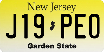 NJ license plate J19PEO