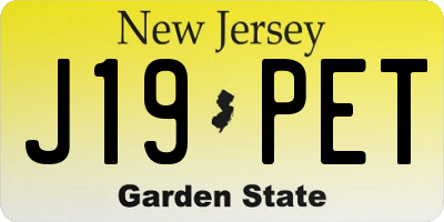 NJ license plate J19PET