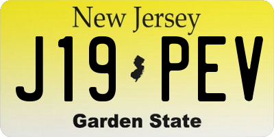 NJ license plate J19PEV