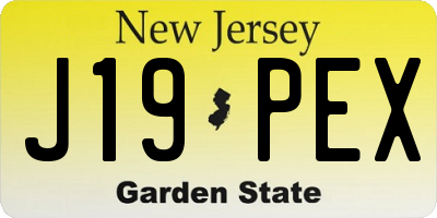 NJ license plate J19PEX