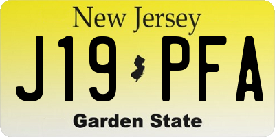 NJ license plate J19PFA