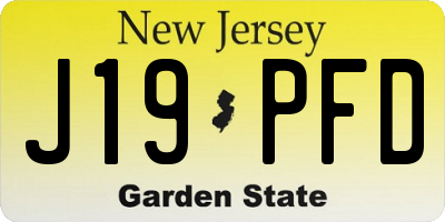 NJ license plate J19PFD