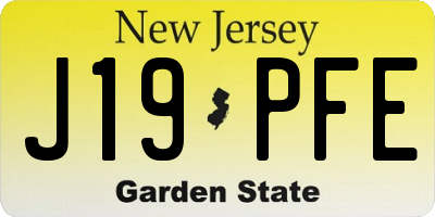 NJ license plate J19PFE