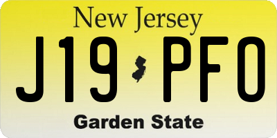 NJ license plate J19PFO