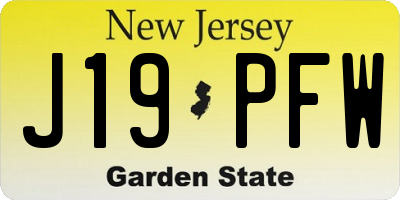 NJ license plate J19PFW