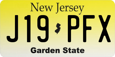 NJ license plate J19PFX