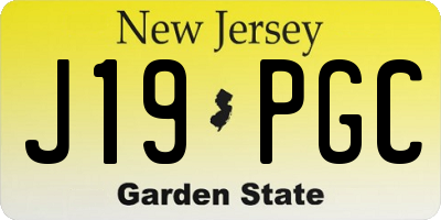 NJ license plate J19PGC