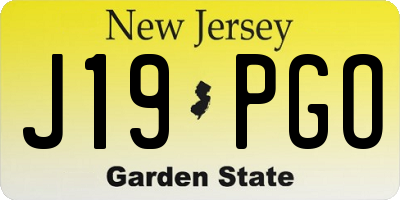 NJ license plate J19PGO