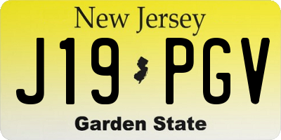 NJ license plate J19PGV