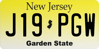 NJ license plate J19PGW
