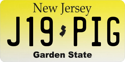 NJ license plate J19PIG