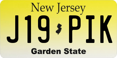 NJ license plate J19PIK