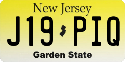 NJ license plate J19PIQ
