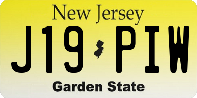 NJ license plate J19PIW