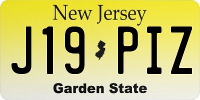 NJ license plate J19PIZ