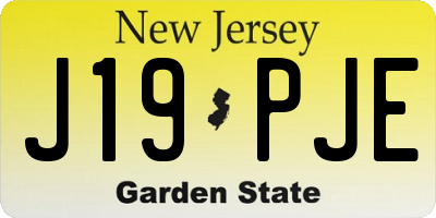 NJ license plate J19PJE