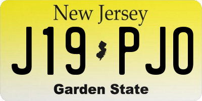 NJ license plate J19PJO