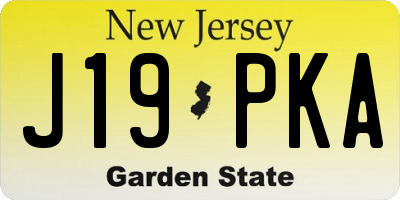 NJ license plate J19PKA