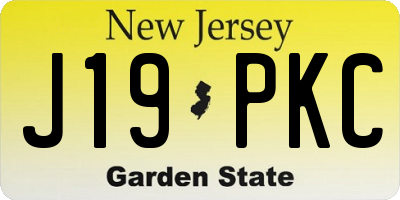 NJ license plate J19PKC
