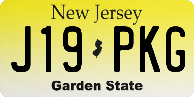 NJ license plate J19PKG