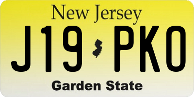 NJ license plate J19PKO