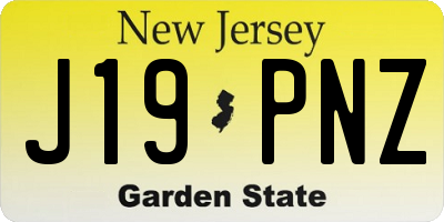 NJ license plate J19PNZ