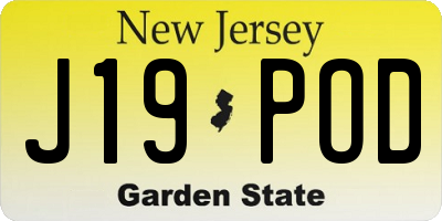 NJ license plate J19POD