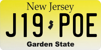NJ license plate J19POE