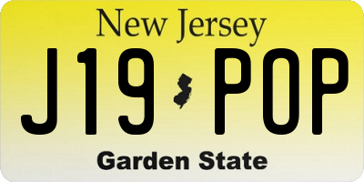 NJ license plate J19POP