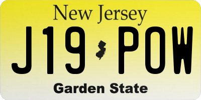 NJ license plate J19POW
