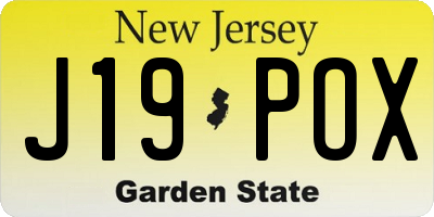 NJ license plate J19POX