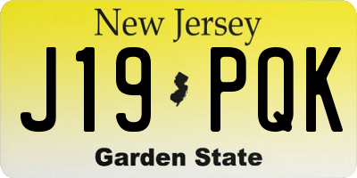 NJ license plate J19PQK