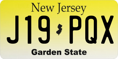 NJ license plate J19PQX
