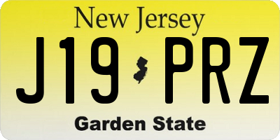 NJ license plate J19PRZ
