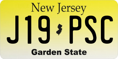 NJ license plate J19PSC