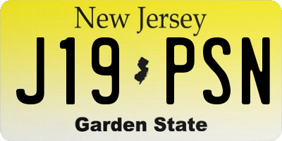 NJ license plate J19PSN