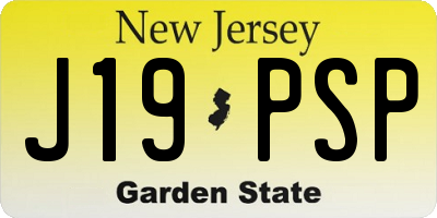 NJ license plate J19PSP