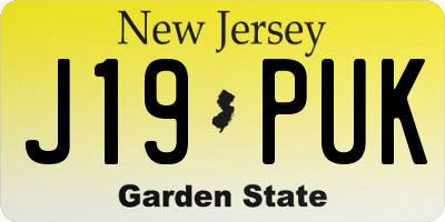 NJ license plate J19PUK