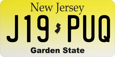 NJ license plate J19PUQ
