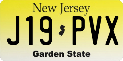 NJ license plate J19PVX