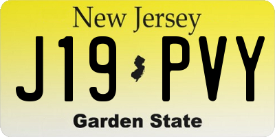 NJ license plate J19PVY