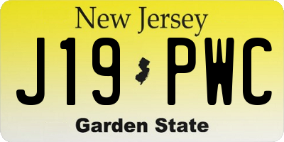 NJ license plate J19PWC