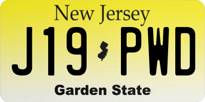NJ license plate J19PWD