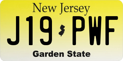 NJ license plate J19PWF