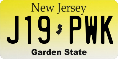 NJ license plate J19PWK