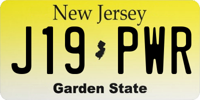 NJ license plate J19PWR