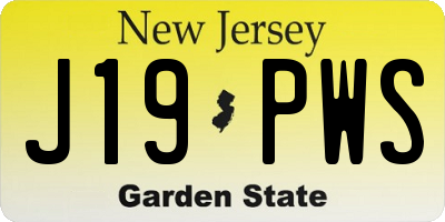 NJ license plate J19PWS