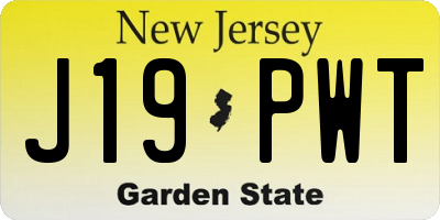 NJ license plate J19PWT
