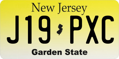 NJ license plate J19PXC