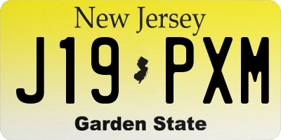 NJ license plate J19PXM